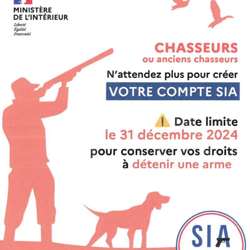 Information concernant les détenteurs d’armes chasseurs et tireurs sportifs